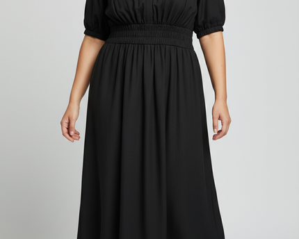 NEXT Black Collared Short Sleeve Midi Dress