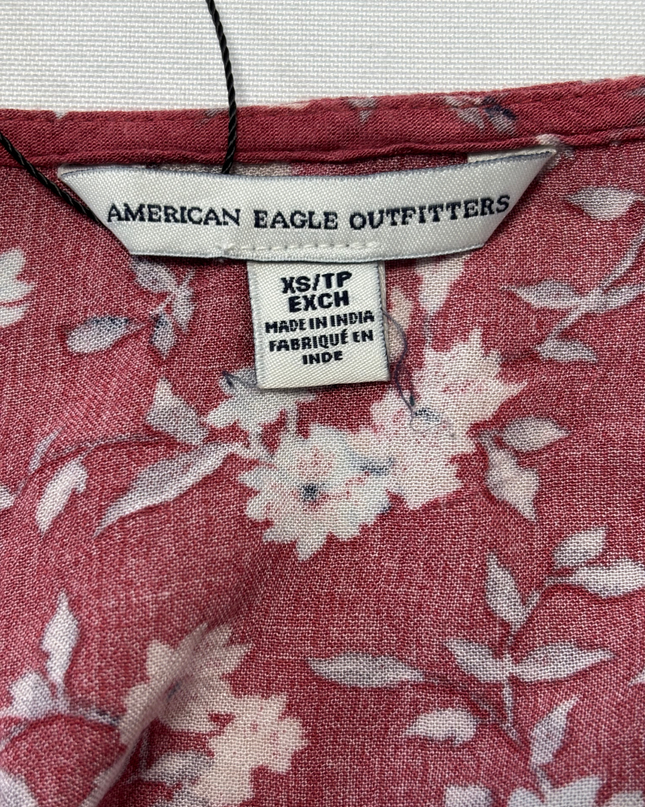 American Eagle Outfitters Floral in Rosewood Ruffle Wrap Dress