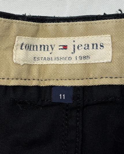 Tommy Jeans Y2K Black Wide Leg Adjustable Button Cuff Cargo Pants