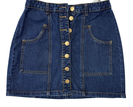 Stradivarius Denim Blue Wash Button-Front Mini Skirt - M | Waist: 30"