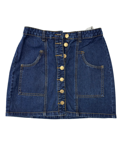 Stradivarius Denim Blue Wash Button-Front Mini Skirt - M | Waist: 30"