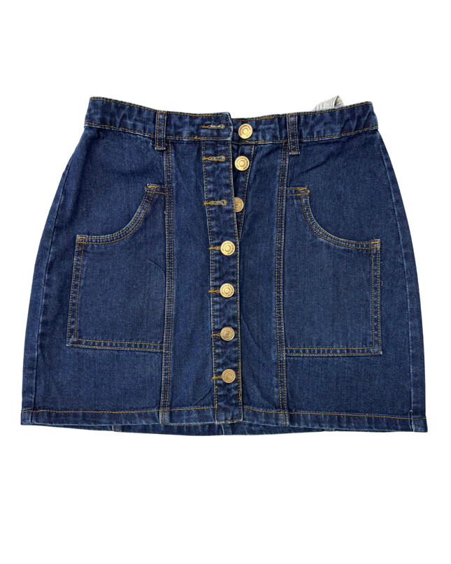 Stradivarius Denim Blue Wash Button-Front Mini Skirt - M | Waist: 30"