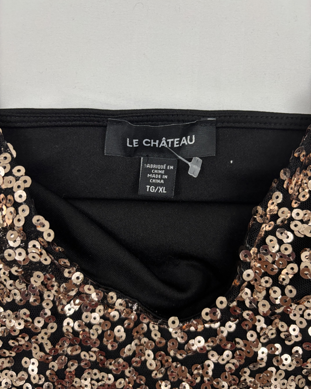 Le Château Black Silver Sequin Cami Top - M