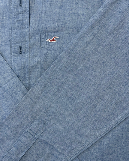 Hollister Stretch Chambray Blue Button-Down Shirt - L