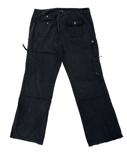 Lady Hathaway Utility Black Cotton Cargo Pants - XXL | Waist: 36"