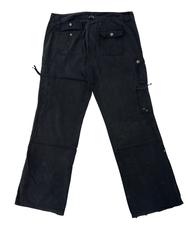 Lady Hathaway Utility Black Cotton Cargo Pants - XXL | Waist: 36"