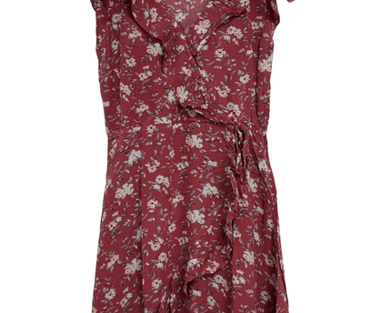 American Eagle Outfitters Floral in Rosewood Ruffle Wrap Dress