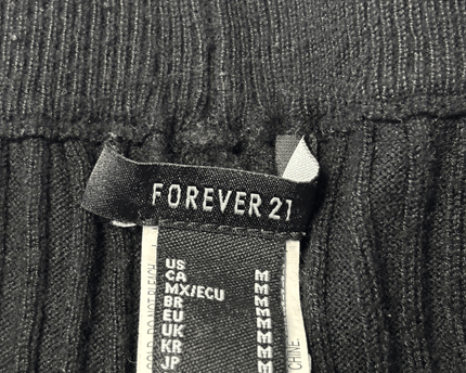 Forever 21 Black Ribbed Knit High-Rise Flare Pants
