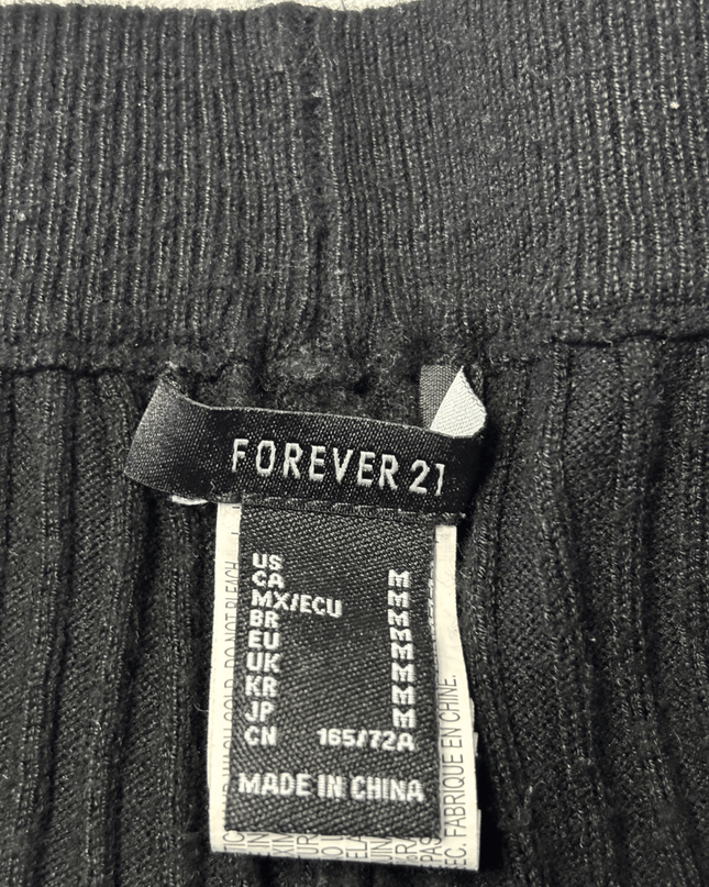 Forever 21 Black Ribbed Knit High-Rise Flare Pants