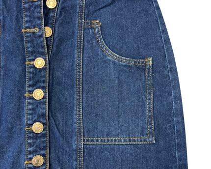 Stradivarius Denim Blue Wash Button-Front Mini Skirt - M | Waist: 30"