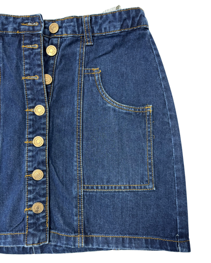 Stradivarius Denim Blue Wash Button-Front Mini Skirt - M | Waist: 30"