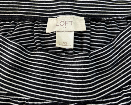 Loft Black & White Striped Flowy Skirt - S