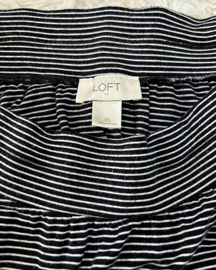 Loft Black & White Striped Flowy Skirt - S