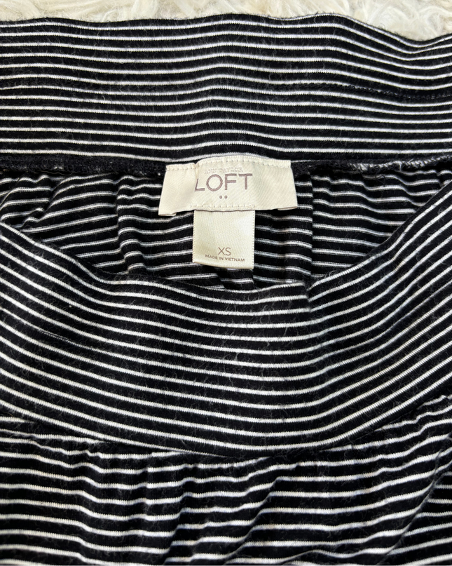 Loft Black & White Striped Flowy Skirt - S
