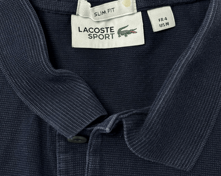 Lacoste Sport Slim Fit Faded Navy Blue Textured Polo Shirt