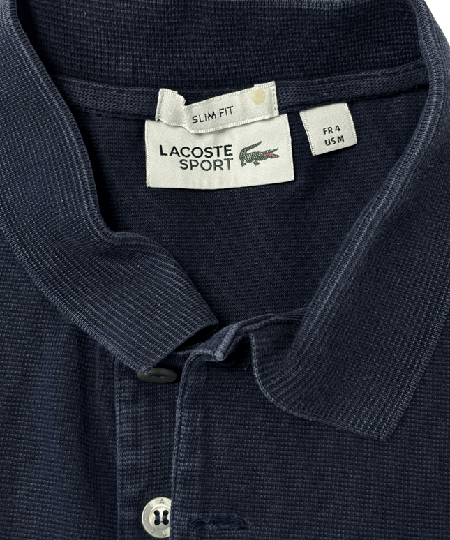 Lacoste Sport Slim Fit Faded Navy Blue Textured Polo Shirt