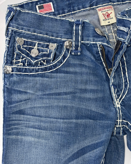 True Religion Brand Jeans Straight Leg Denim - L | Waist: 32"