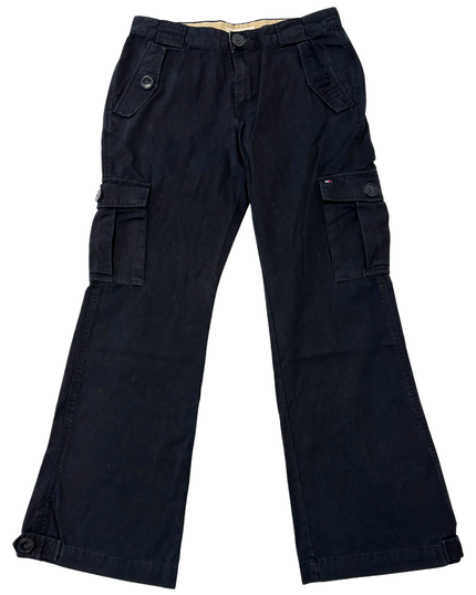 Tommy Jeans Y2K Black Wide Leg Adjustable Button Cuff Cargo Pants