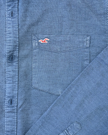 Hollister California Epic Flex Indigo Blue Stretch Shirt - L