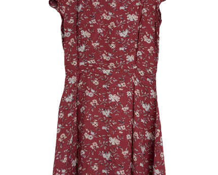 American Eagle Outfitters Floral in Rosewood Ruffle Wrap Dress
