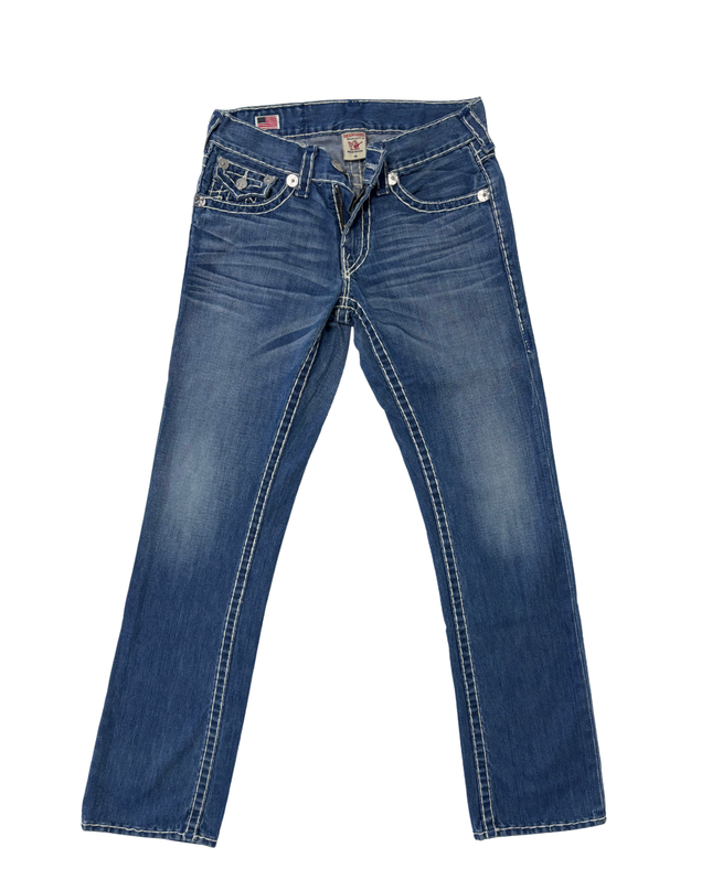 True Religion Brand Jeans Straight Leg Denim - L | Waist: 32"
