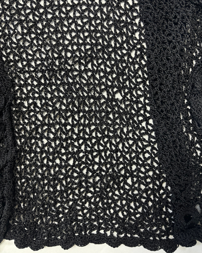 Emotions Black Open Knit Crochet Cardigan coat - XS