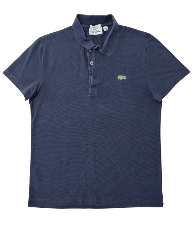 Lacoste Sport Slim Fit Faded Navy Blue Textured Polo Shirt