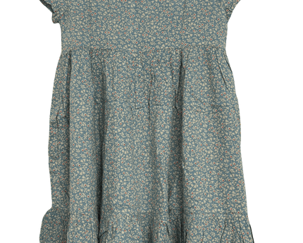Ralph Lauren Blue Floral Cotton Button-Front Tiered Dress