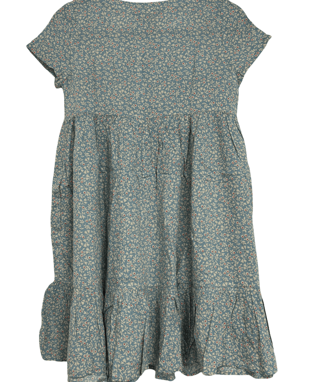 Ralph Lauren Blue Floral Cotton Button-Front Tiered Dress