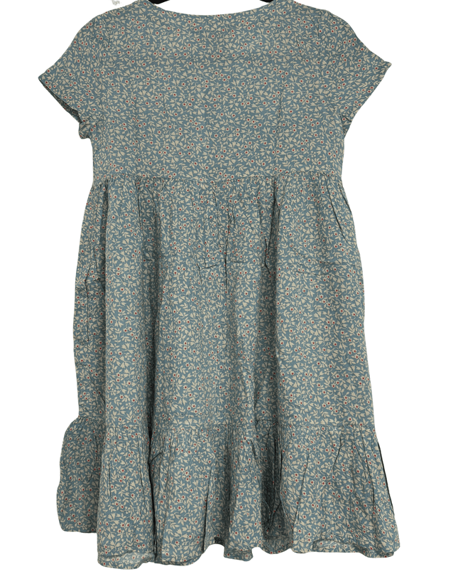 Ralph Lauren Blue Floral Cotton Button-Front Tiered Dress