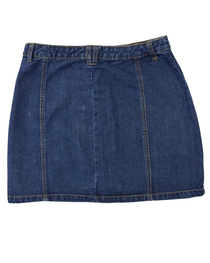 Stradivarius Denim Blue Wash Button-Front Mini Skirt - M | Waist: 30"