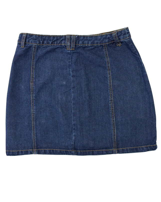 Stradivarius Denim Blue Wash Button-Front Mini Skirt - M | Waist: 30"