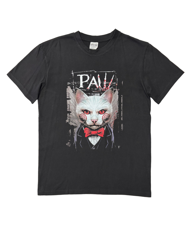 Grindstore Paw Saw Cat Horror Parody Black Graphic T-Shirt - M