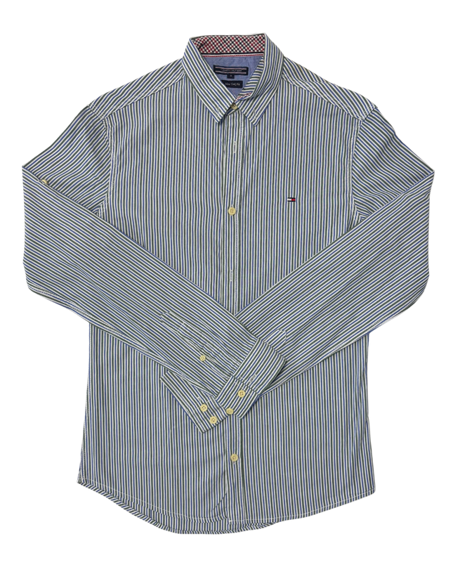 Tommy Hilfiger NY Fit Green & Blue Multi-Stripe Button-Down Shirt