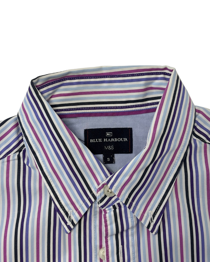 Blue Harbour by M&S Multicolor Vertical Stripe Crest Shirt - M