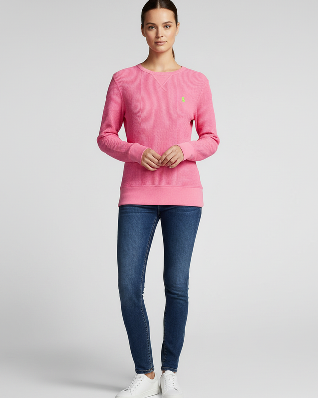 Polo Ralph Lauren Pink Waffle Knit Crewneck Sweatshirt