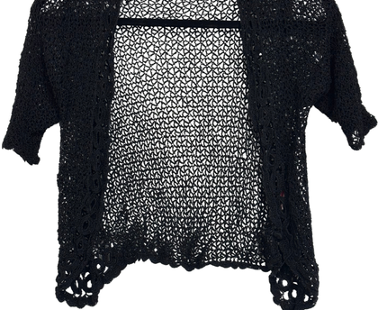 Emotions Black Open Knit Crochet Cardigan coat - XS