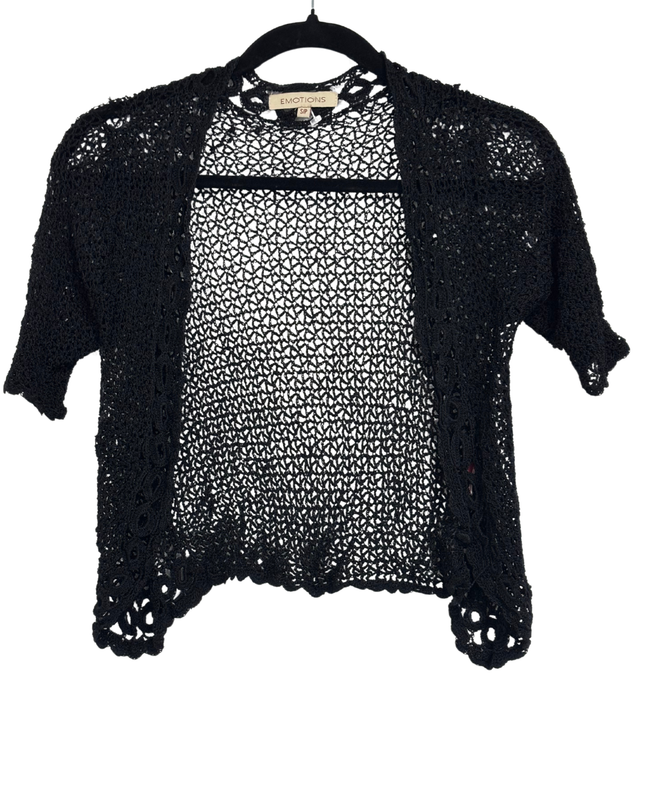 Emotions Black Open Knit Crochet Cardigan coat - XS