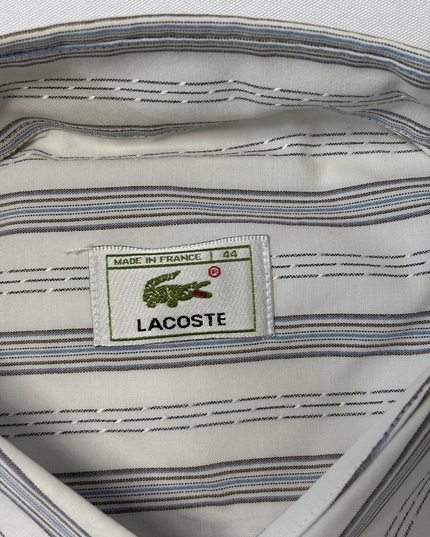 Lacoste Made in France Grey & Blue Striped Dress Shirt - XL