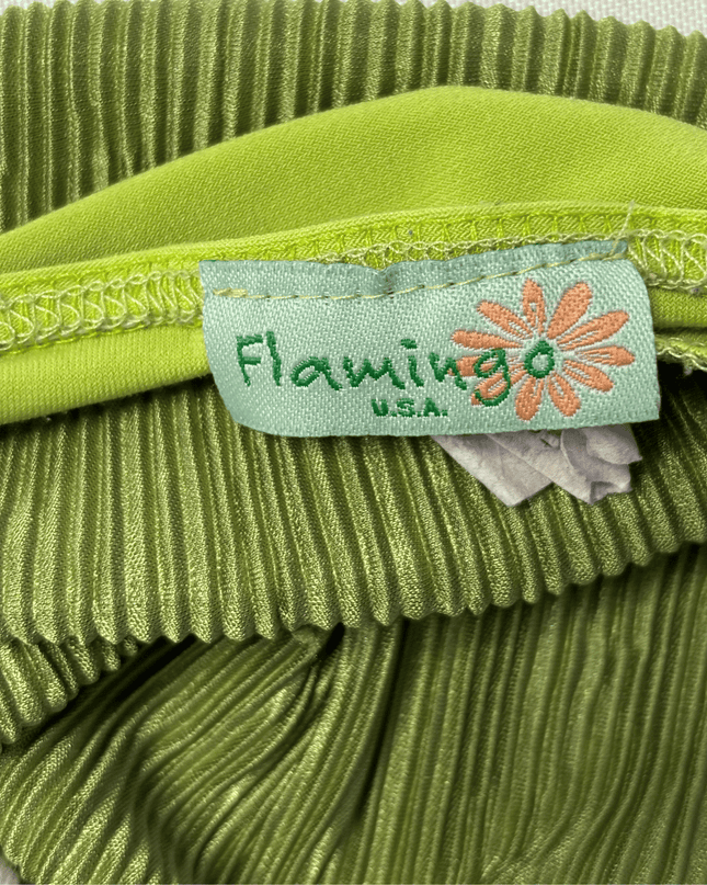 Flamingo Vintage Pleated with Crochet Detail Halter Top