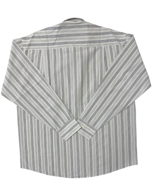 Lacoste Made in France Grey & Blue Striped Dress Shirt - XL