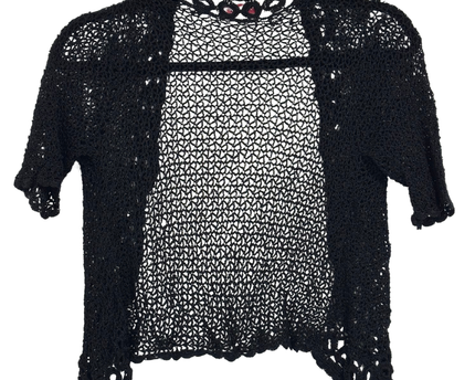 Emotions Black Open Knit Crochet Cardigan coat - XS