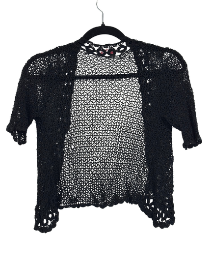 Emotions Black Open Knit Crochet Cardigan coat - XS