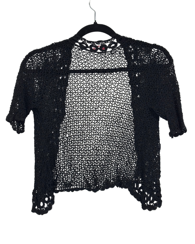 Emotions Black Open Knit Crochet Cardigan coat - XS