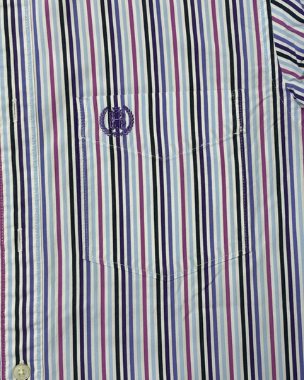 Blue Harbour by M&S Multicolor Vertical Stripe Crest Shirt - M