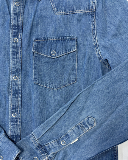 Zara Relaxed Fit Blue Denim Button-Up Shirt