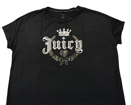 Juicy Couture Crest Logo Black Relaxed Fit Graphic T-Shirt