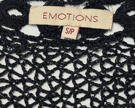 Emotions Black Open Knit Crochet Cardigan coat - XS