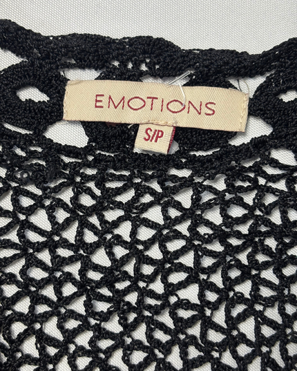 Emotions Black Open Knit Crochet Cardigan coat - XS