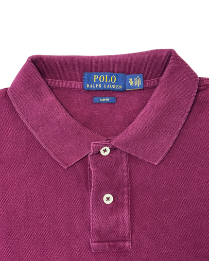 Ralph Lauren Slim Fit Burgundy Piqué Polo Shirt - L